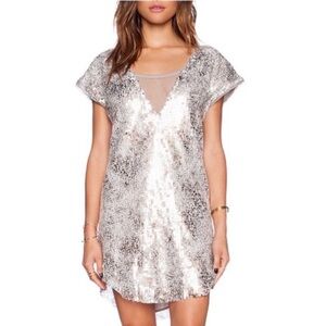 Free People Women’s Midnight Dreamer Shattered Glass Sequin Dress Size Small‎